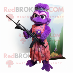 Purple Sniper maskot kostym...