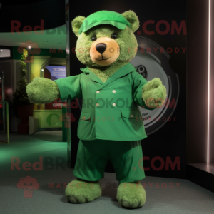 Grön teddybjörn maskot...