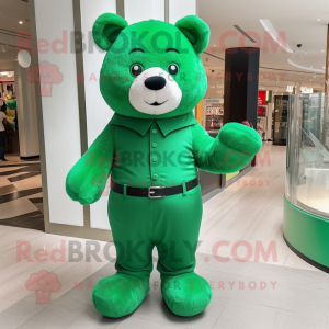 Grön teddybjörn maskot...