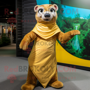 Gold Mongoose maskot kostym...