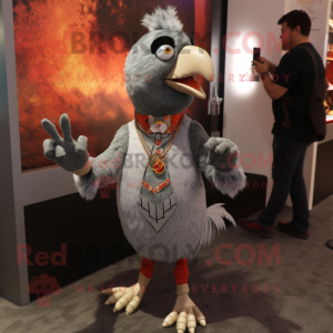 Gray Tandoori Chicken mascot costume character dressed with a Suit and Bracelet watches