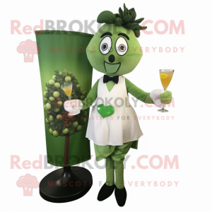 Olive Bunch Of Shamrocks mascot costume character dressed with a Cocktail Dress and Pocket squares