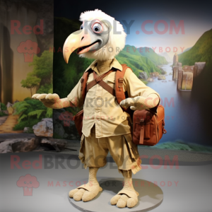Beige Vulture mascot costume character dressed with a Cargo Shorts and Hairpins