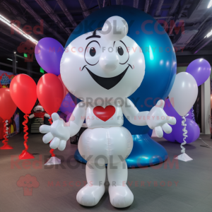 White Heart Shaped Balloons mascot costume character dressed with a Turtleneck and Headbands