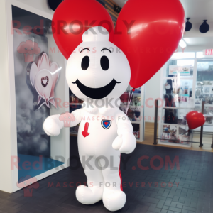 White Heart Shaped Balloons mascot costume character dressed with a Turtleneck and Headbands