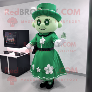 nan Four Leaf Clover mascot costume character dressed with a Dress and Smartwatches
