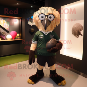 nan Vulture mascot costume character dressed with a Rugby Shirt and Eyeglasses