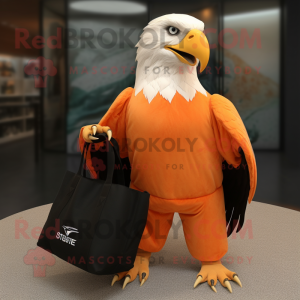 Orange Bald Eagle mascot costume character dressed with a Cover-up and Tote bags