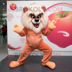 Peach Werewolf mascot costume character dressed with a Bodysuit and Anklets