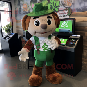 Rust Bunch Of Shamrocks mascot costume character dressed with a Romper and Wallets