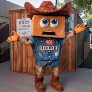Rust Nachos mascot costume character dressed with a Denim Shorts and Shoe clips