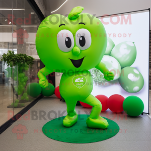 Lime Green Heart Shaped Balloons mascot costume character dressed with a Running Shorts and Smartwatches