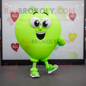 Lime Green Heart Shaped Balloons mascot costume character dressed with a Running Shorts and Smartwatches