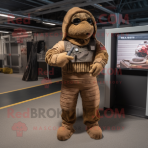 Rust Special Air Service mascot costume character dressed with a Sweater and Wraps