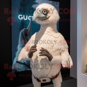 White Vulture mascot costume character dressed with a Jeggings and Digital watches