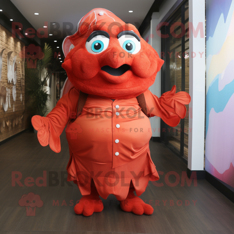 Red Clown Fish mascot costume character dressed with a A-Line Skirt and  Watches - Mascot Costumes -  Sizes L (175-180CM)