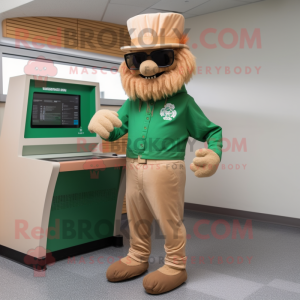 Tan Leprechaun mascot costume character dressed with a Leggings and Sunglasses