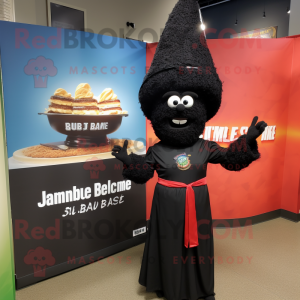 Black Jambalaya mascot costume character dressed with a Empire Waist Dress and Cummerbunds