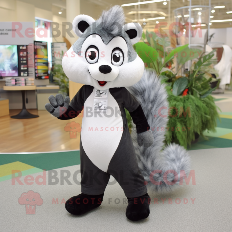 Gray Skunk mascot costume character dressed with a Leggings and Keychains