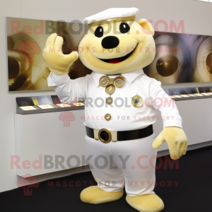 Gold Bracelet mascot costume character dressed with a Dress Shirt and Gloves