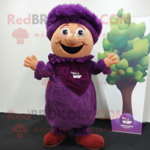 nan Grape mascot costume character dressed with a Corduroy Pants and Foot pads